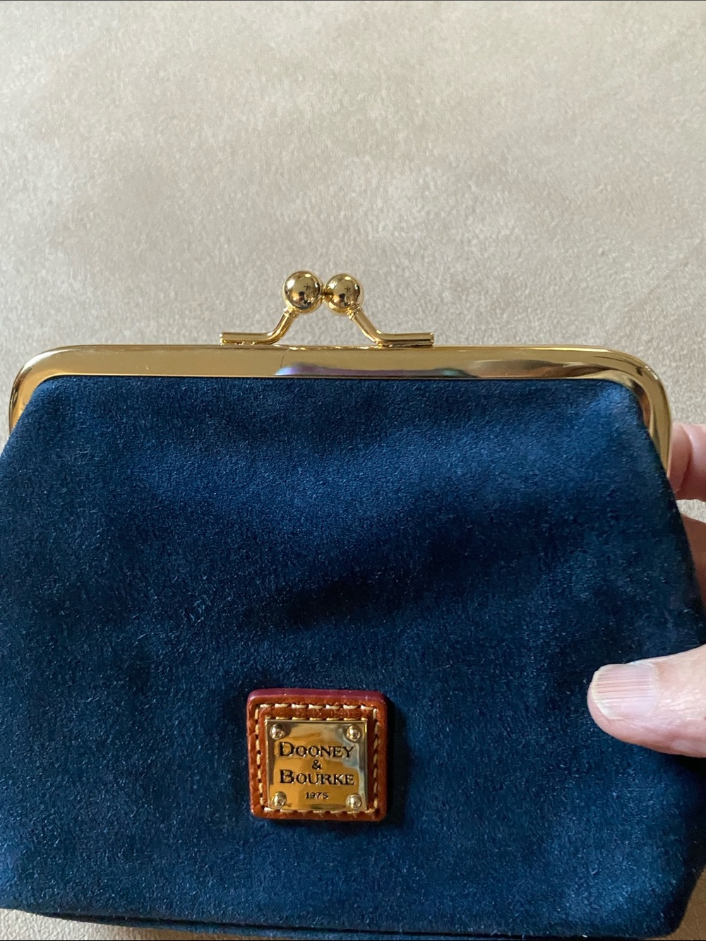 Dooney & Bourke Navy Blue Suede Kiss-Lock Wallet/Coin Purse - Picture 7 of 9